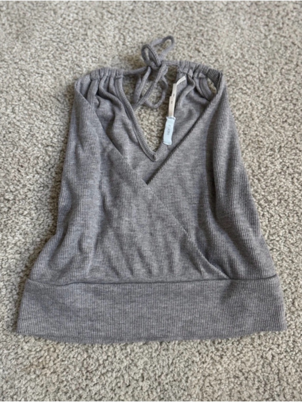 Urban Outfitters kimchi blue sexy Ribbed Halter V-Neck Tank Top - Gray